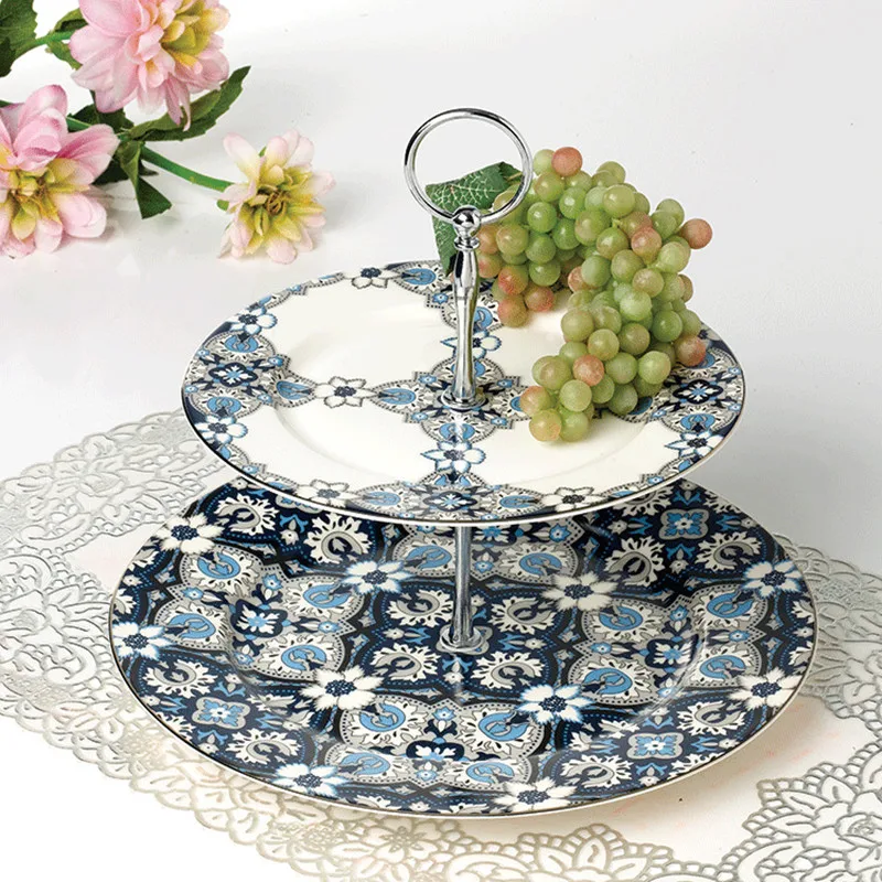 2 яруса новая тарелка для фруктов из костяного фарфора стойка хранения десертов