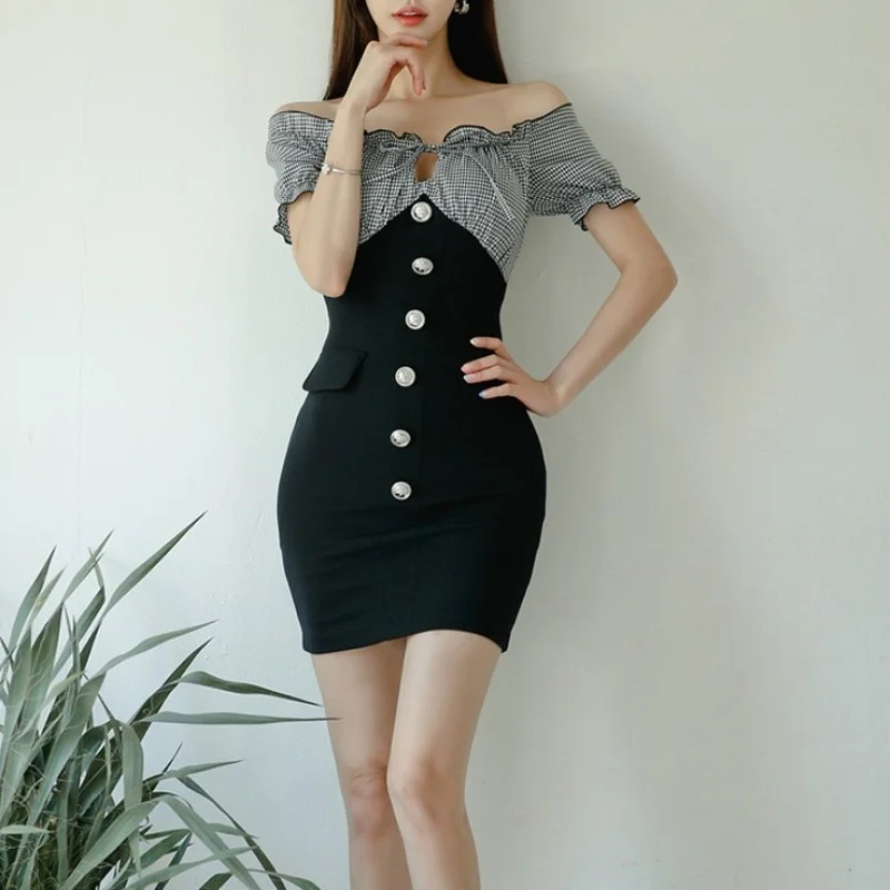 

Летнее платье для девочек, вечернее, элегантное, в винтажном стиле; С вырезом лодочкой с открытыми плечами для женщин платья облегающее Банд...