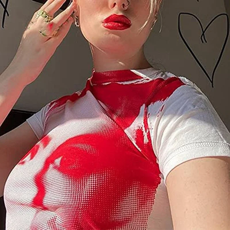

Y2K Top Harajuku Gothic Tank Top Aesthetic Sleeveless Cropped Tee Punk Style Vintage Printed Mini Vest Women Summer Camisole