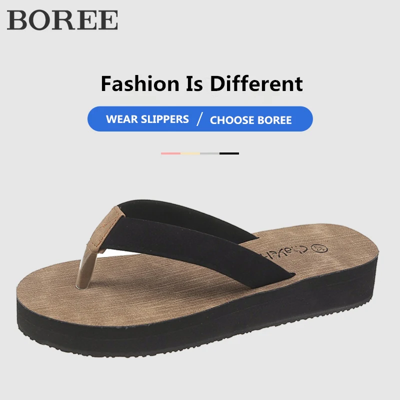 

Women Flip Flops Summer Thick Sole Slipper Female Outside Antiskid Beach Shoes Wedge Sandals Soft Sole Comfortable Home Slippers