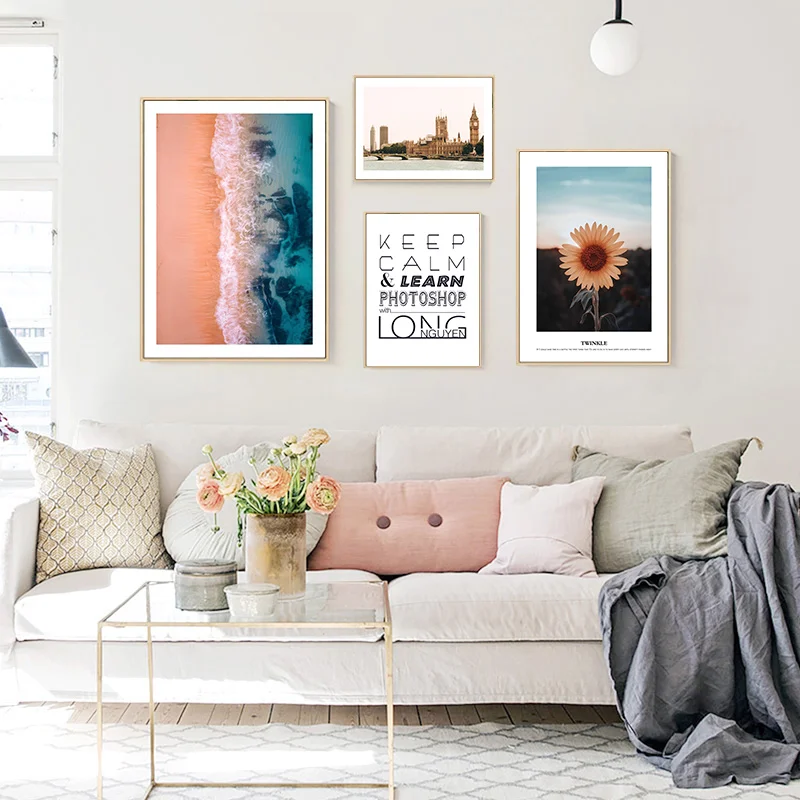 Скандинавский современный минималистичный пейзаж архитектура розовый морской