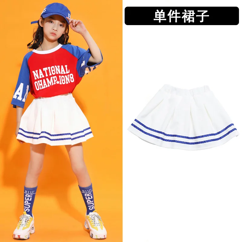 

Kid Cool Hip Hop Clothing Oversized T Shirt Top White Streetwear Pants Skirt Mini for Girls Boy Jazz Dance Costume Set Clothes