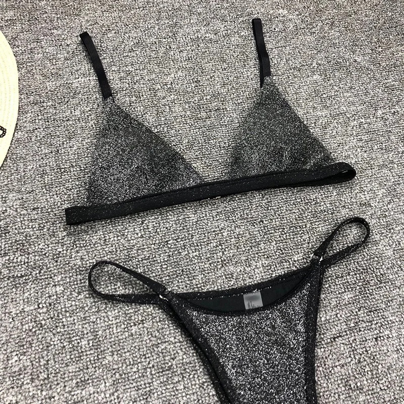 

New Sexy Thong Bikini 2019 Swimwear Women Black Swimsuit Brazilian Bikini Set Beach Swim Wear Bathing Suit maillot de bain femme