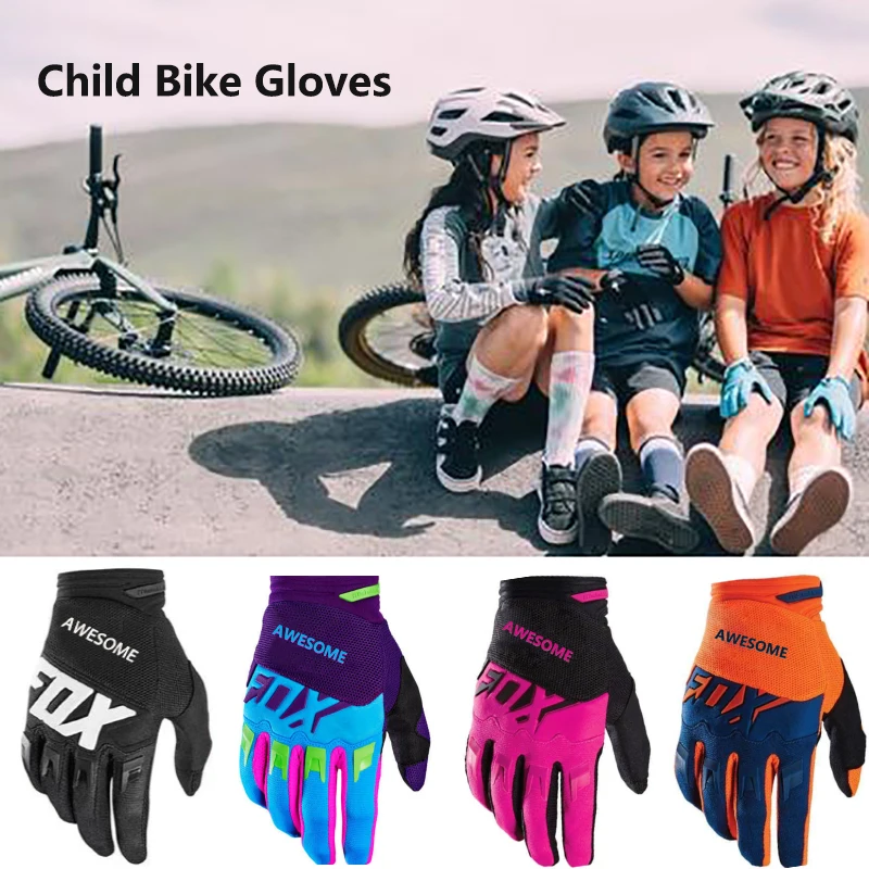 6-12 Year Kids Cycling Gloves MTB ATV Off Road Sports Full Finger Motocross Downhill Motorcycle Child Riding Bike Glove | Спорт и