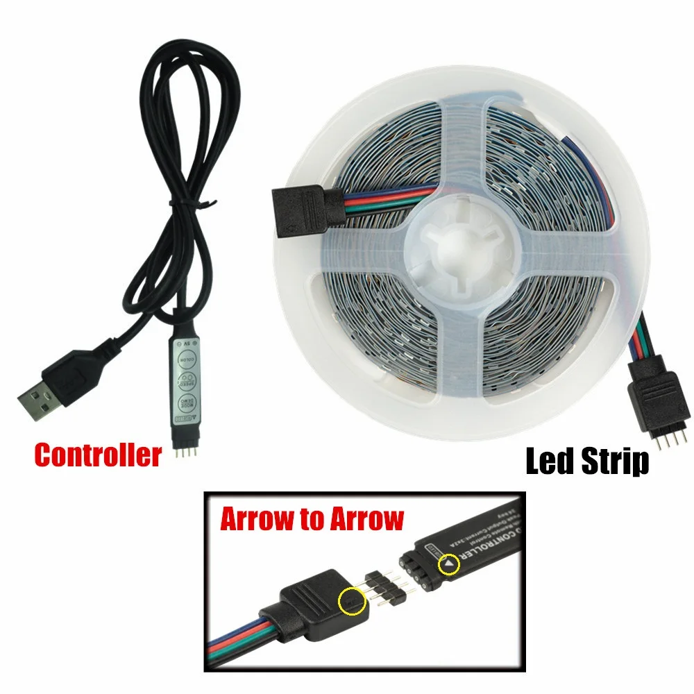 

RGB 5M LED Strip Light For Bedroom Background TV Ribbon USB Flexible Decoration Diode Lamp String Remote Controller Light String