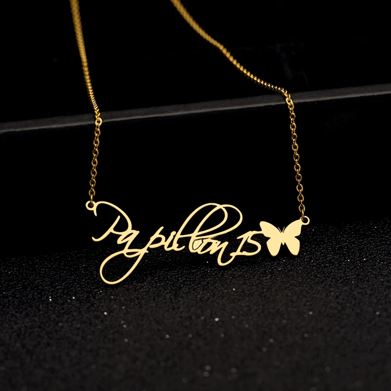Персонализированные милые бабочки имя кулон ожерелье из нержавеющей стали