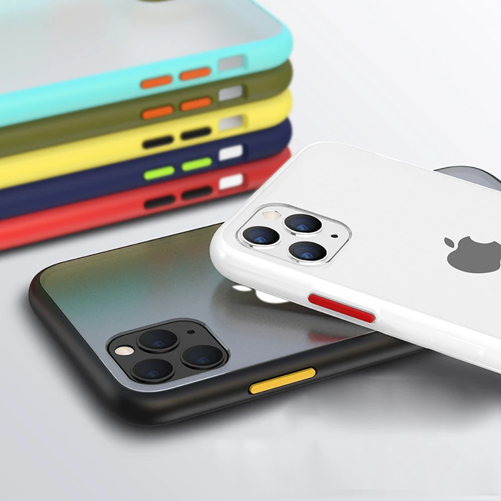 Роскошный противоударный бронированный Матовый Прозрачный чехол для iPhone 11 12 Pro Max