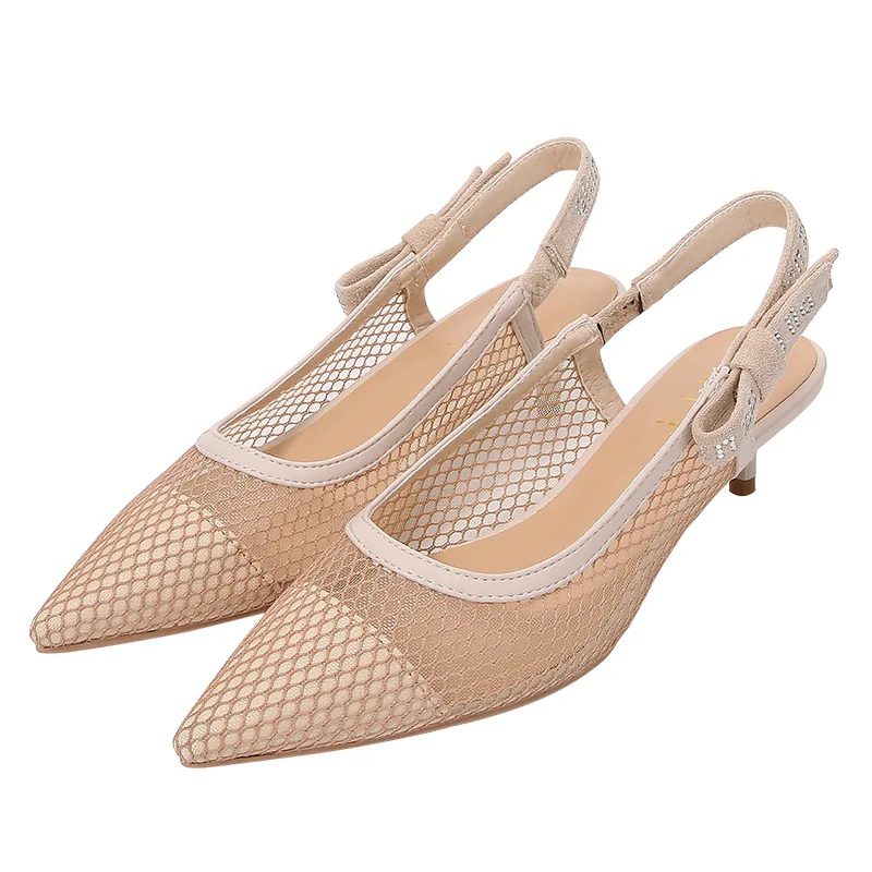 

Sandals women's exquisite fashion Baotou toe toe mesh cloth 2021 new L sandals heels women