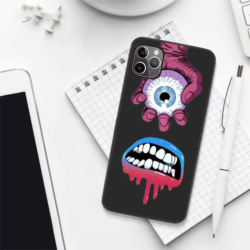 

Horror theme eyes hands pattern Phone Case Candy Color for iPhone 6 7 8 11 12 s mini pro X XS XR MAX Plus
