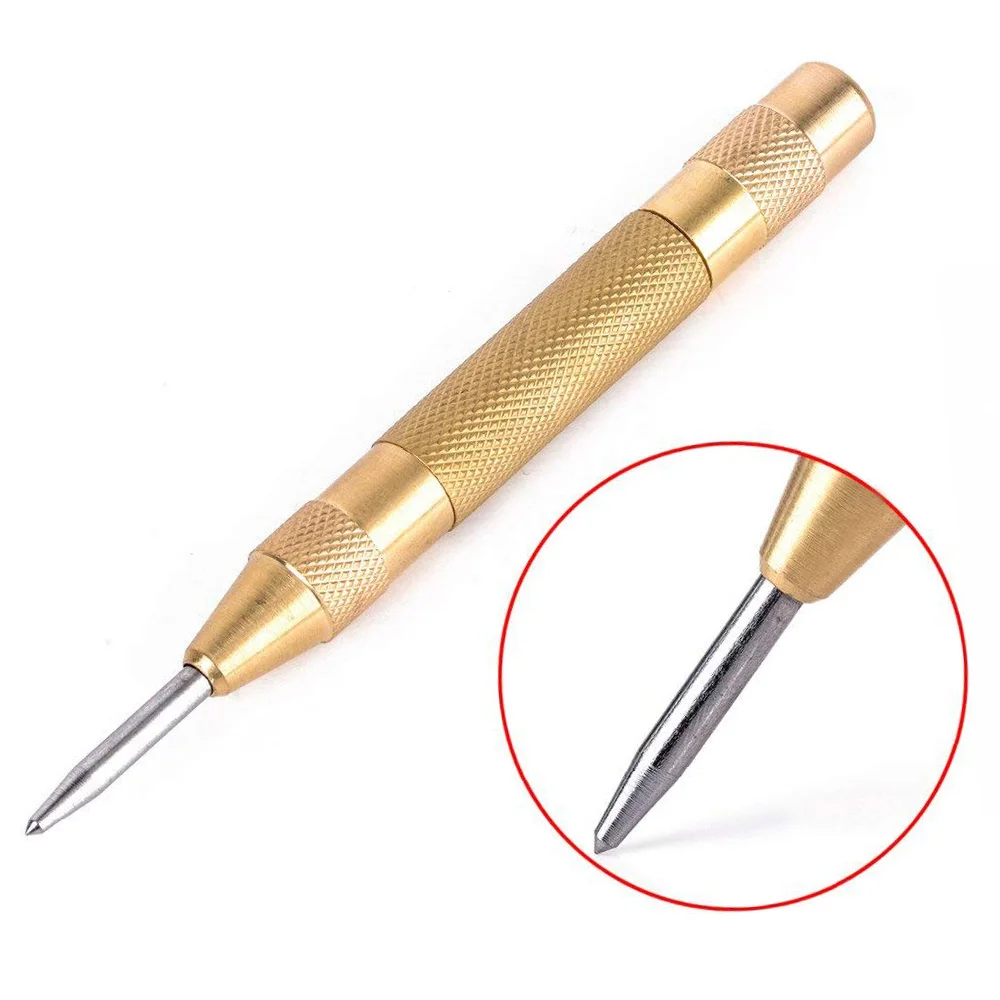 

Oauee Automatic Center Punch 5'' Center Pin Spring Loaded Marking Starting Holes Wood Press Dent Marker Woodwork Tool Drill Bit
