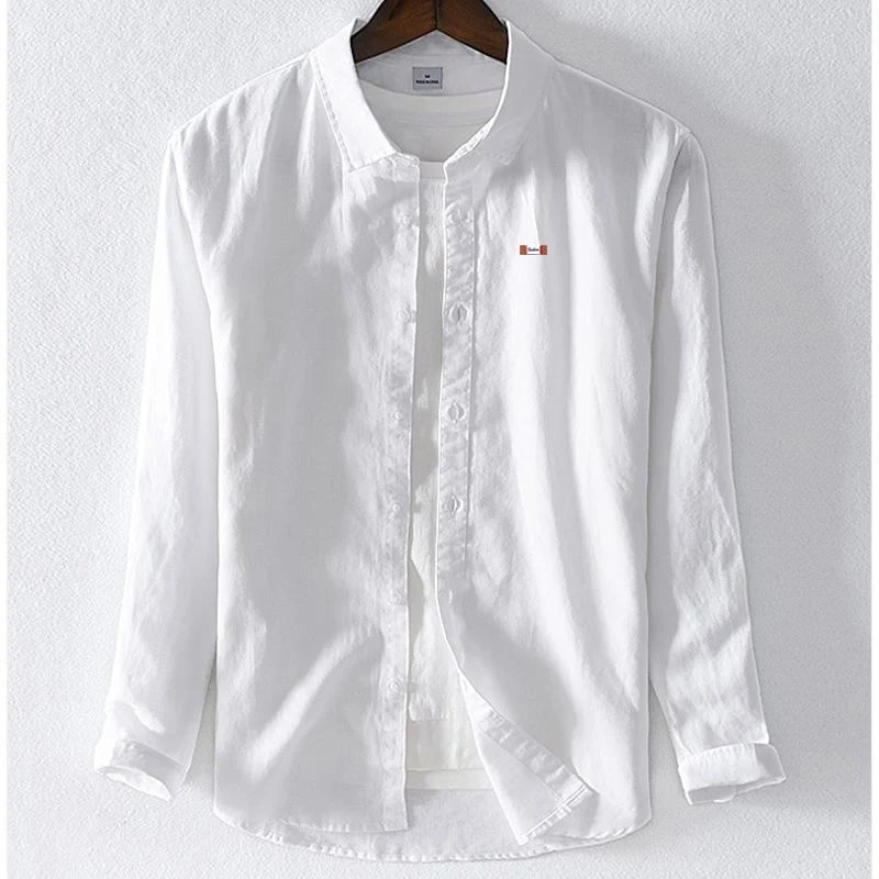 Высокое качество 2020 новая весенняя Мужская льняная Рубашка с длинным рукавом