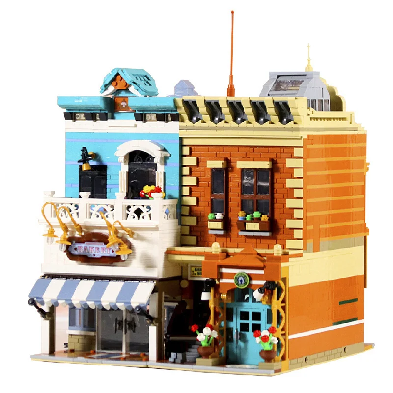 

Creator Expert City Street View Series Bakery and Barber Shop Puzzle Assembly Model Building Blocks Brick Toys Kids Gift Set