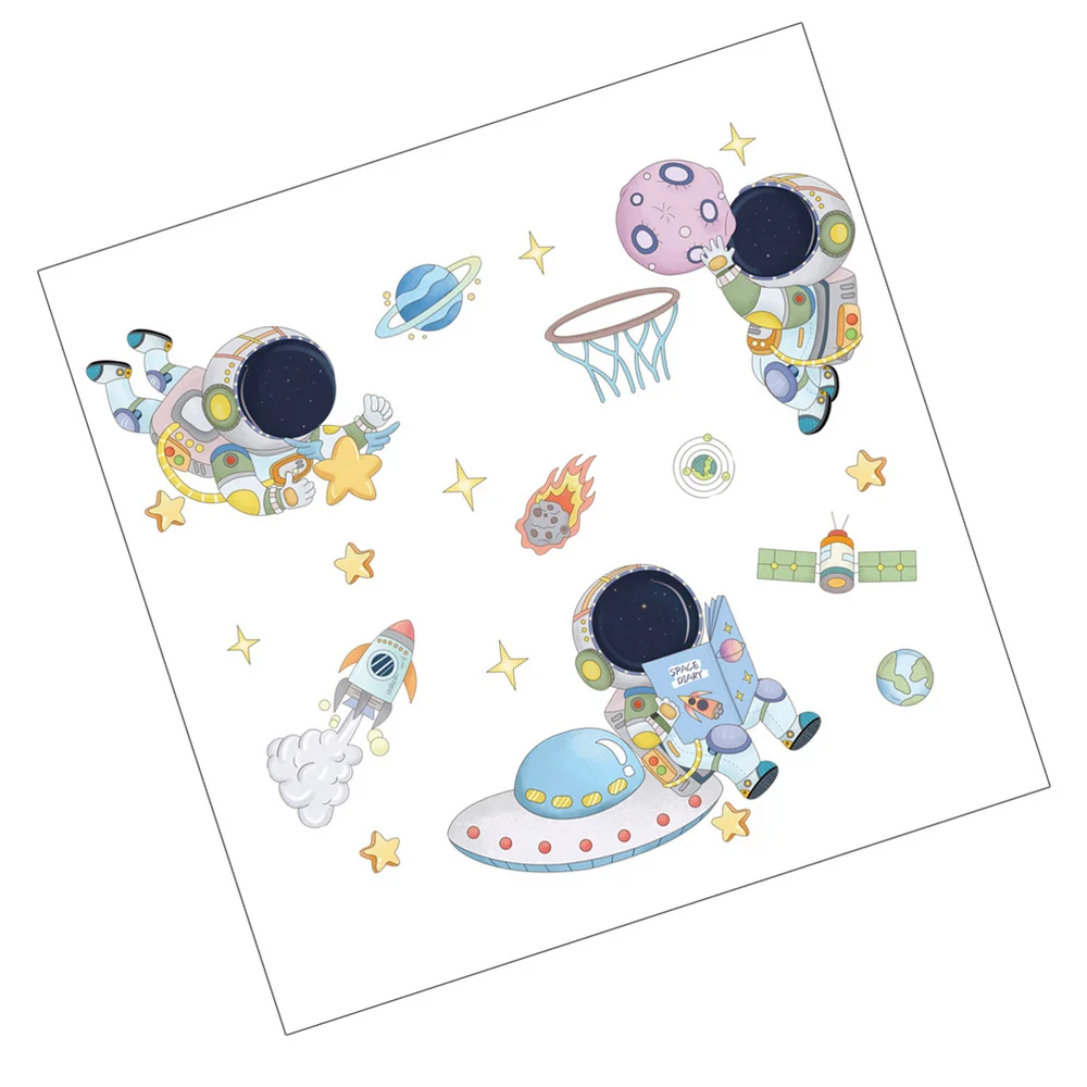 

1 Set Creative Astronaut Stickers Spaceship Decals Lovely Vivid Painting Decals