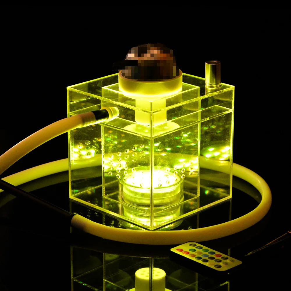 للبيع طقم مكعب روبيك مع ضوء LED ، أنبوب واحد ، غلاية أكريليك ، شيشة ، قضيب ، دخان كبير ، ضباب ، نارجيلة