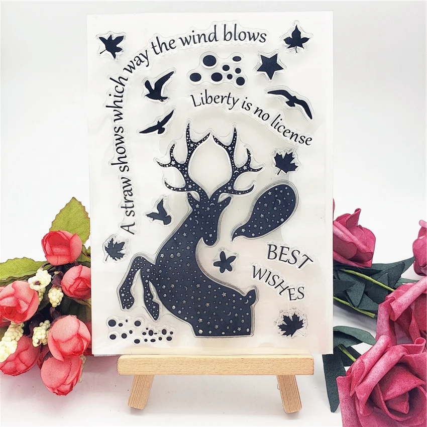 Hot selling Silhouette deer alphabet transparent clear stamp / silicone seal roller DIY scrapbook album card production | Дом и сад
