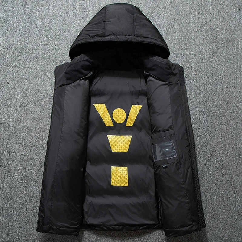 Men Winter Warm Jacket Coats Casual Autumn Fur Collar Puffer Thick Hat White Duck Parka Male Men's Winter Down Jackets With Hood