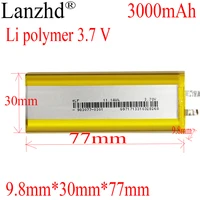 1 10pcs 3 7v lithium ion li po polymer battery for locator filling water meter lamp straight battery 3000mah 9 83077mm