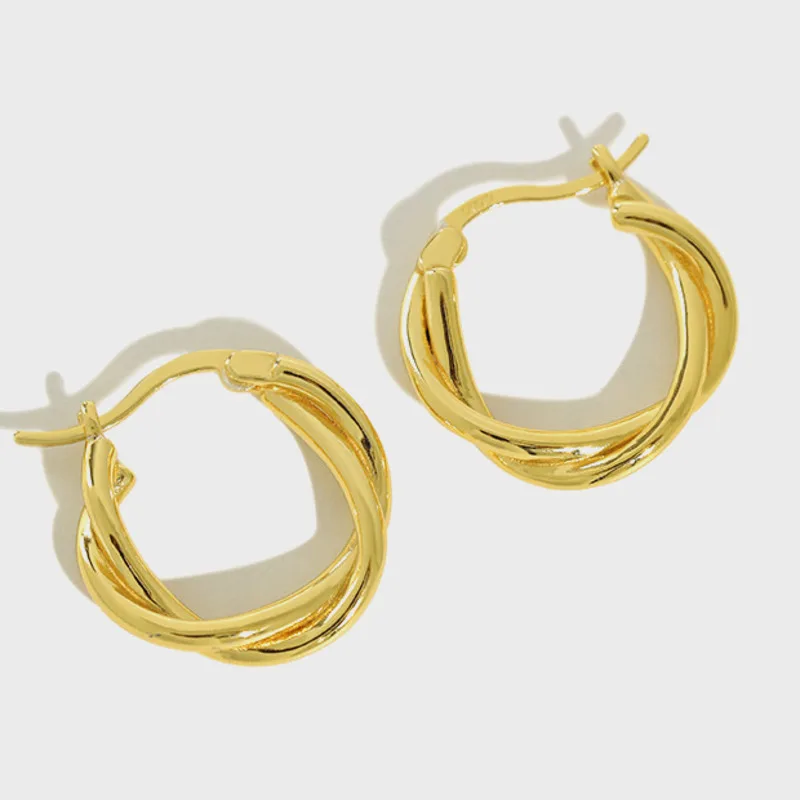 

Weave 925 Silver Hoop Earrings For Women Gold Earings Bijoux Argent 925 Massif Pour Femme Aretes De Plata Fine Jewelry