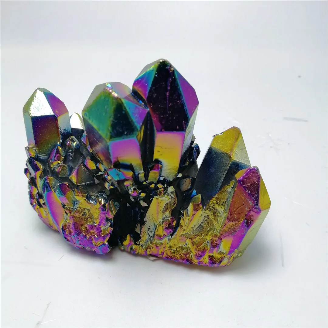 

HOT Natural Quartz Cluster Crystal Specimen electroplating aura rainbow crystal cluster Reiki Healing Reiki Stone Gift