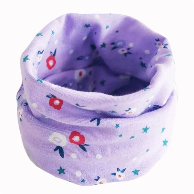 Purple star flower Новинка; весенне-осенний хлопковый шарф для малышей; шарф для маленьких девочек и мальчиков; детские зимние шарфы с круглым вырезом; волшебный шейный платок - Цвет: Purple star flower