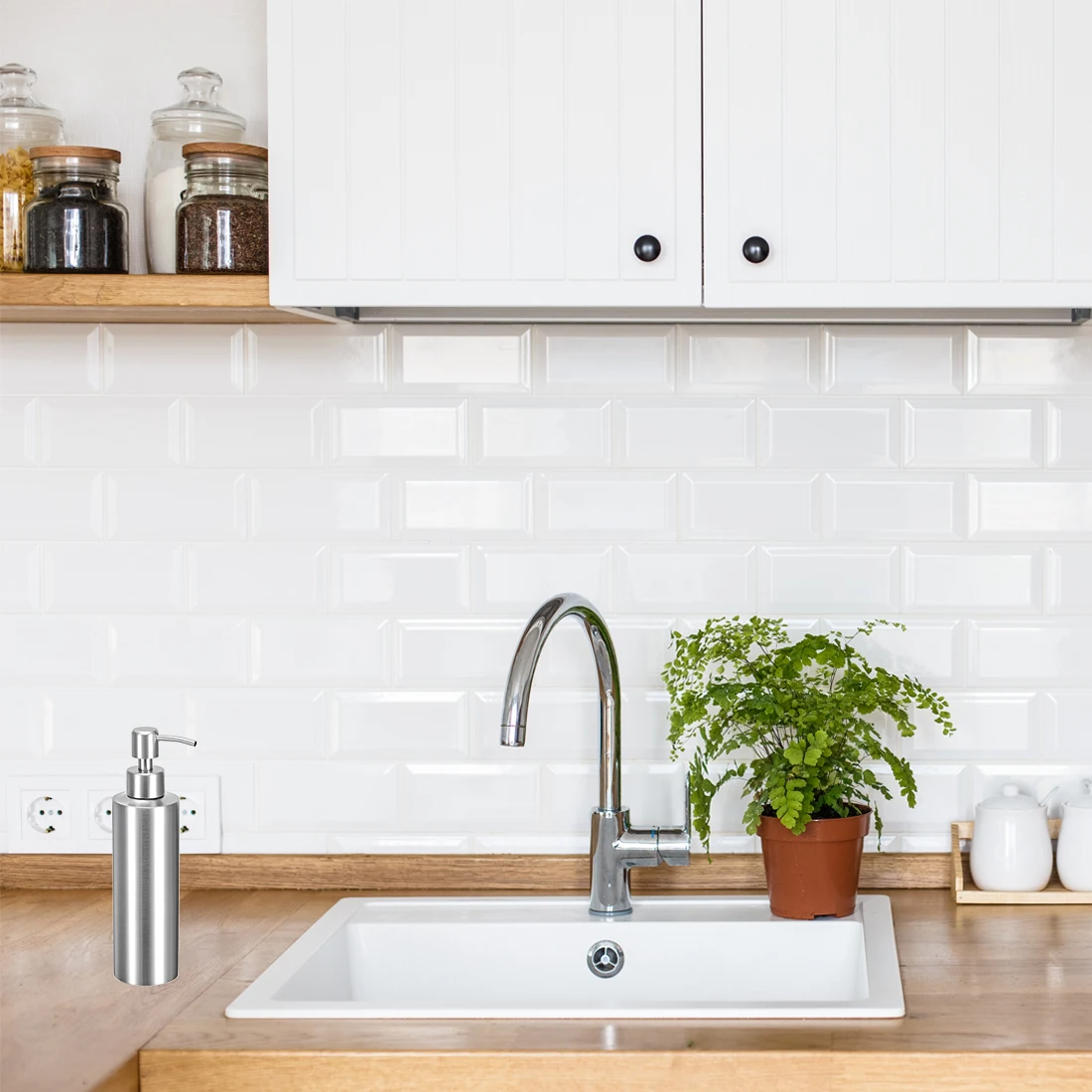 

uxcell Soap Dispenser, 11.8oz/350ml Stainless Steel Lotion Soap Dispenser Silver Tone