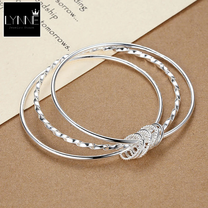 Модный трехслойный тонкий посеребренный браслет изысканный многослойный