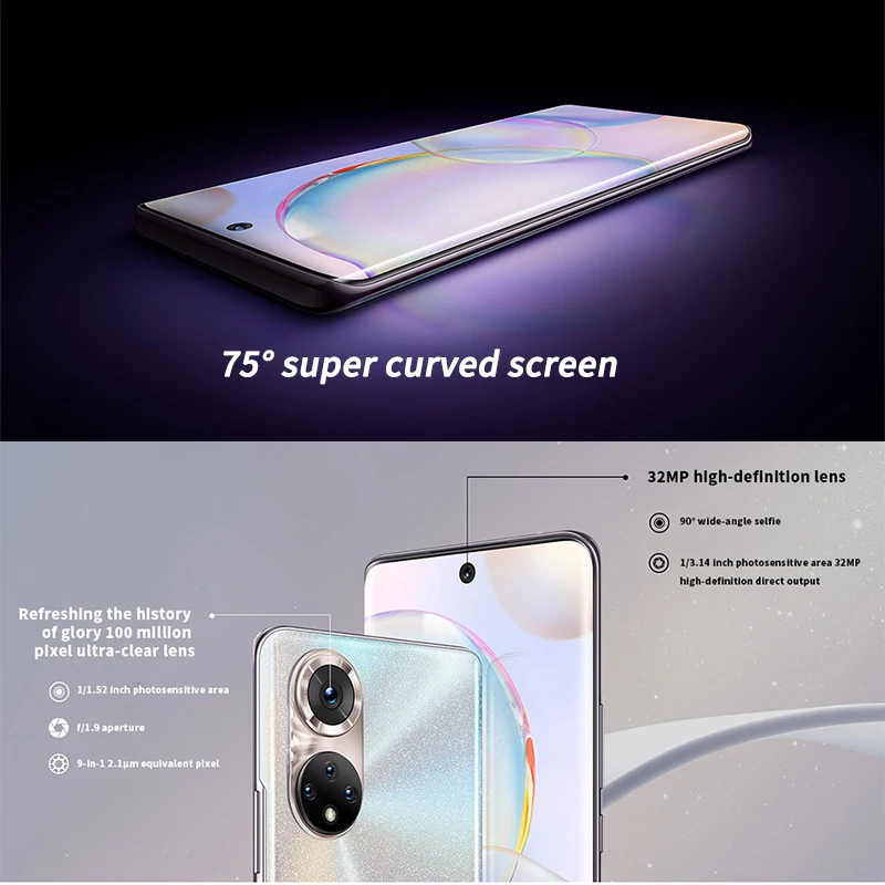 Kup Oryginalny HONOR 50 5G Telefon Komórkowy 8GB RAM 256GB 6.57 ''120Hz OLED Zakrzywiony Ekran Snapdragon 778G Octa Core 66W SuperCharge NFC