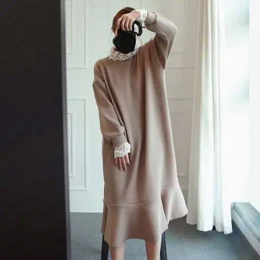 Женская одежда размера плюс зима 2019 женские толстовки платья флисовые до