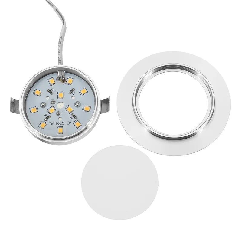 

RV LED Round Recessed Ceiling Light Flat Panel Down Cabinet Lamp Warm White/White Interrior Light for Carevan Bus or Boat