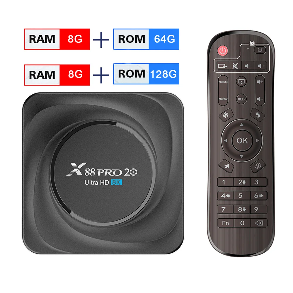X88 PRO 20 Смарт Android 11 ТВ коробка 8 Гб Оперативная память 64 128 Встроенная RK3566 2 4G 5G WiFi 1000M