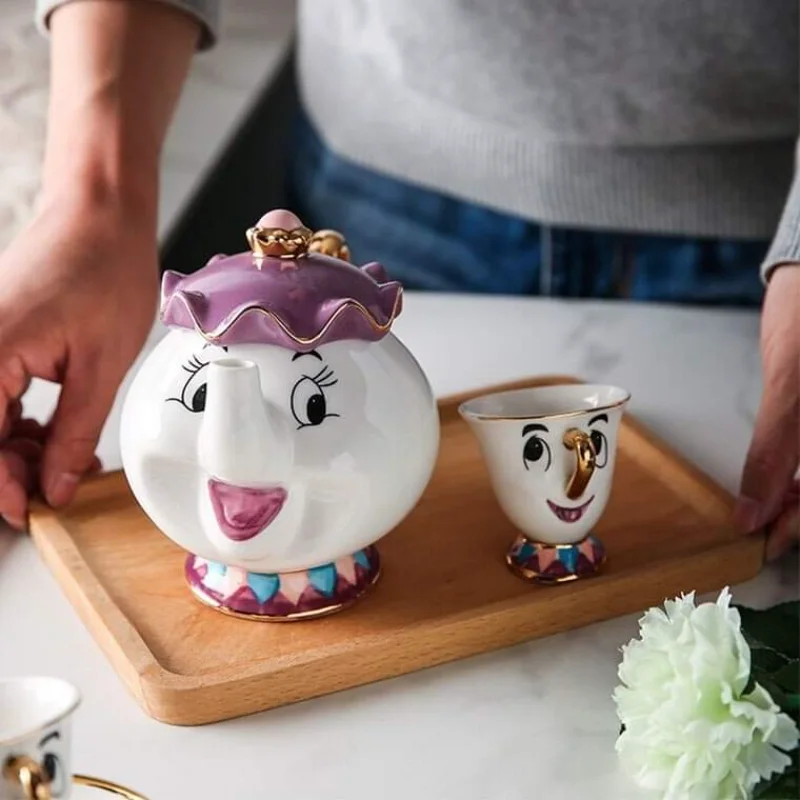 

Cartoon Beauty and The Beast Teapot Mug Mrs Potts Chip Tea Pot Cup One Set Lovely Drop Ship Fast Post Valentine's Day Gift