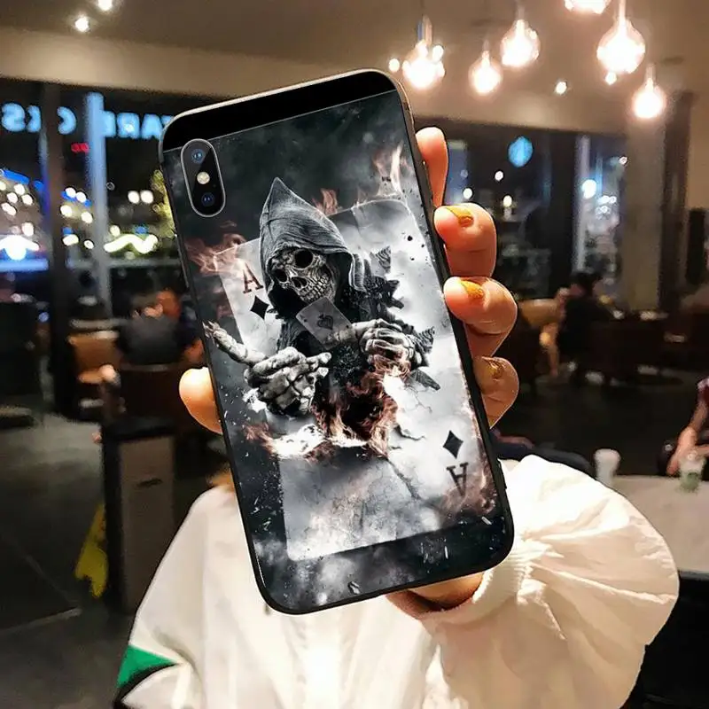 

grim Reaper Poker Skull art Phone Case for iPhone 11 12 pro XS MAX 8 7 6 6S Plus X 5S SE 2020 XR