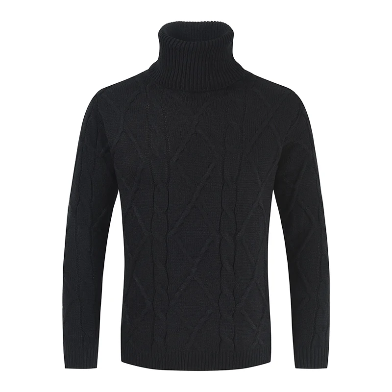 

Nice Autumn Winter Fashion Men Turtleneck Knitted Sweaters Mens Casual Solid Plaid Jumper Male Streetwear Warm Sweater