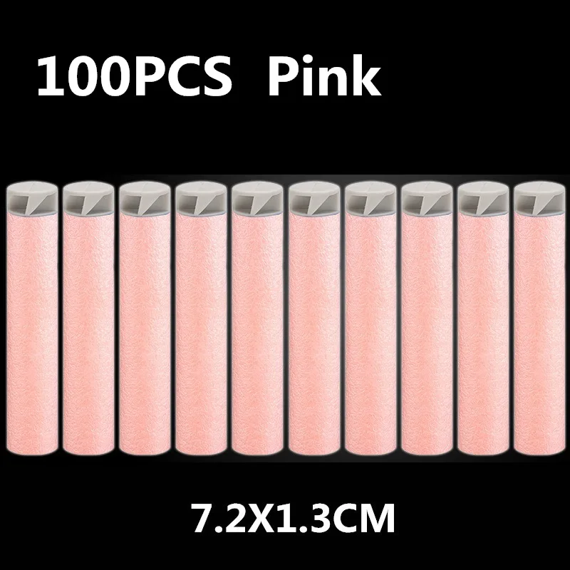 Pink Детская игрушка Nerf пули 100 шт. 7,2 см Nerf Пуля для ружья Запасной комплект для Дартс для Nerf аксессуары Тактические EVA мягкие спиральные пули полые головы - Цвет: Pink