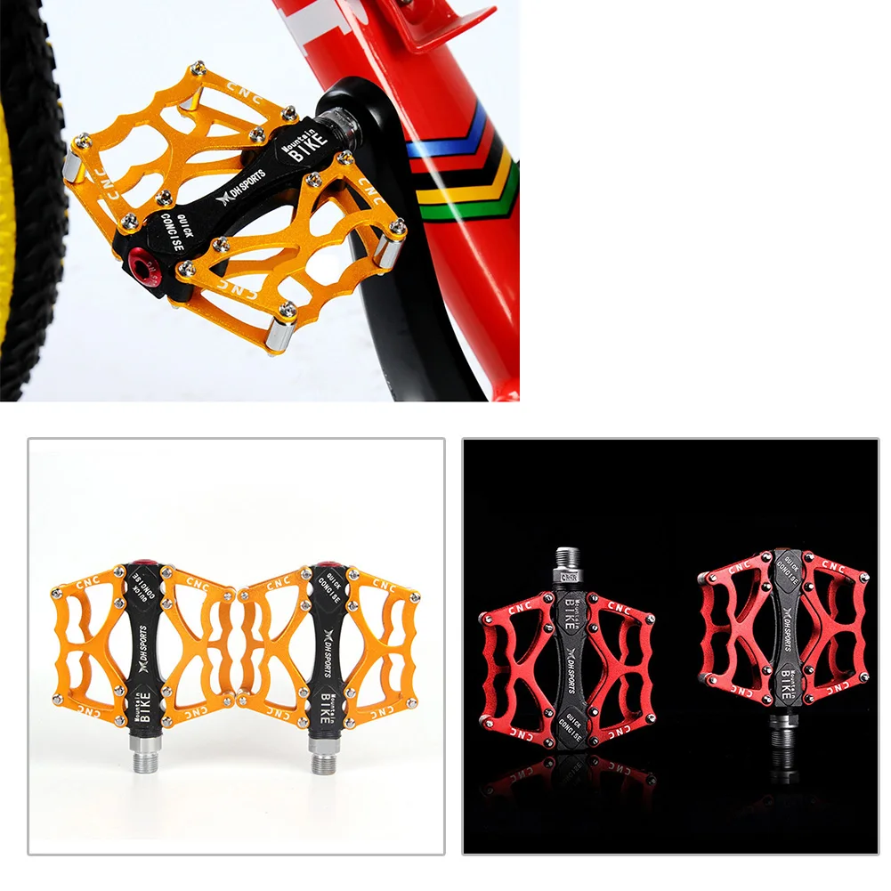 

1 Pair Aluminum Bicycle Pedals Universal Bearing 9/16\" MTB Road Bike Non-Slip Anti-Dust / Rain Pedal Hollow