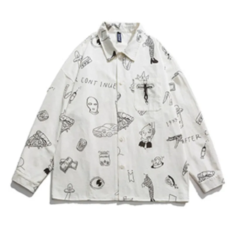 

XUXI Casual Loose Women Shirt Streetwear Autumn 2020 Long Sleeve Tops Fashion Printing Stitching Vintage Chemise Femme FZ3219