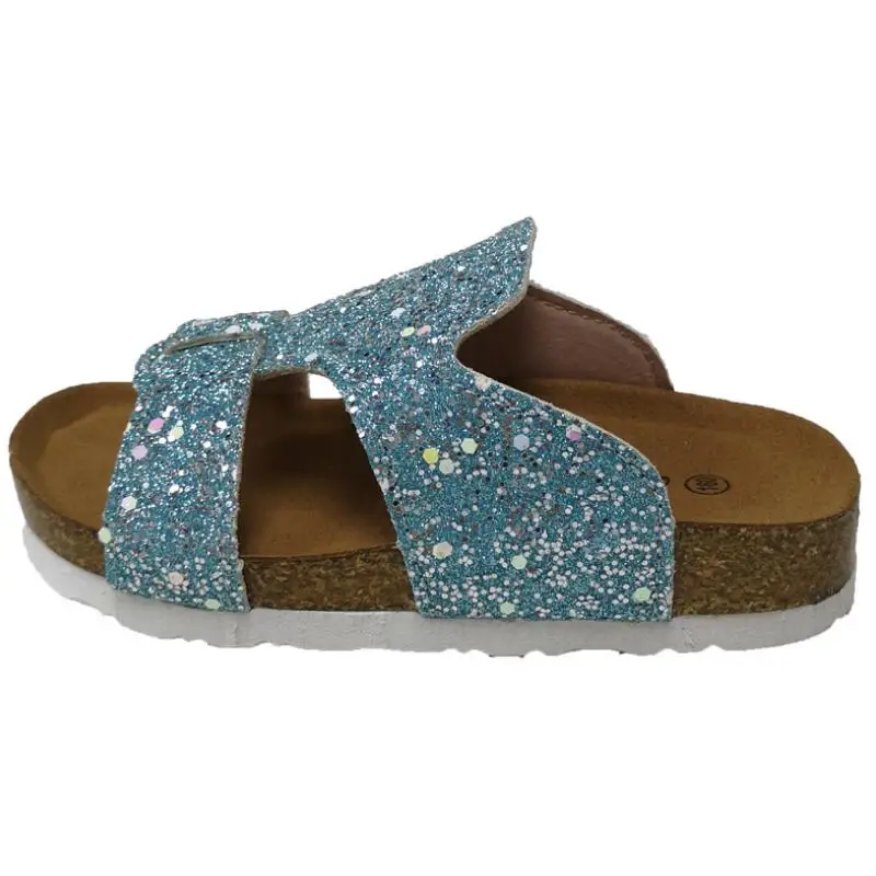 

Female baby slippers cork bottom non-slip sandals 2019 summer new fashion sequin princess slippers 2-10 years old