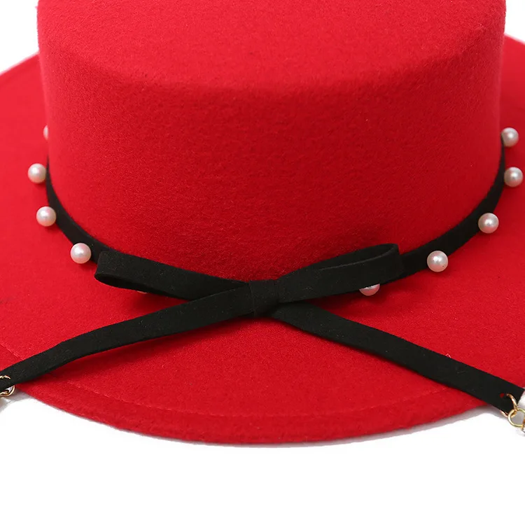 Шляпа с широкими полями для мужчин и женщин модная Панама жемчугом джазовая