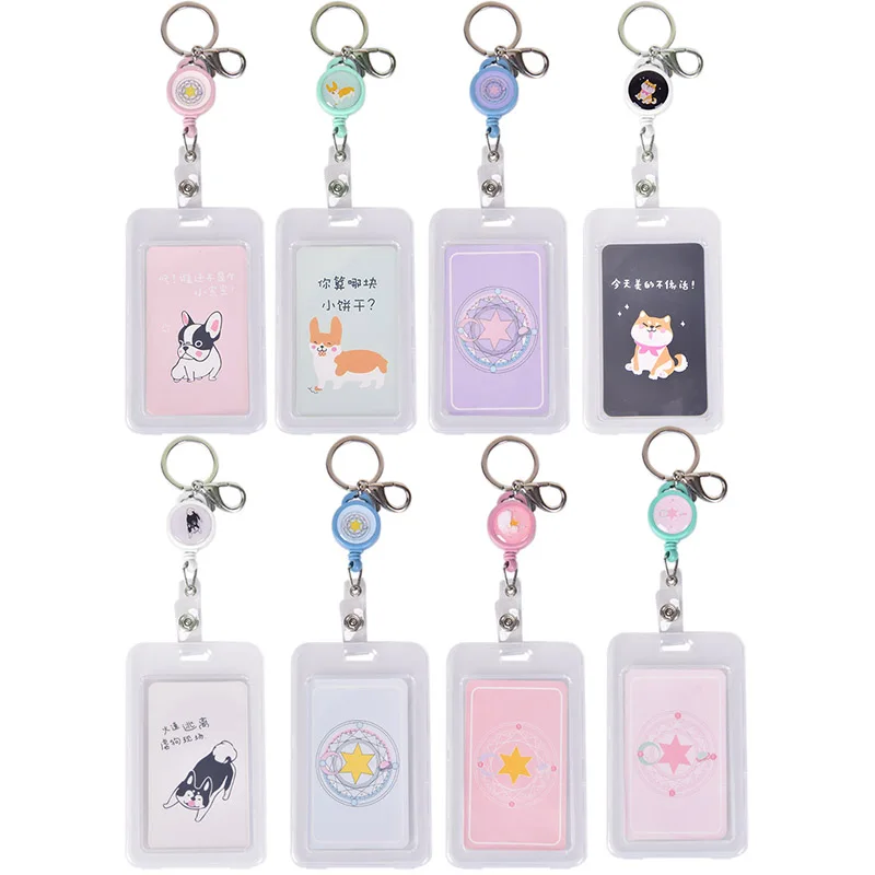 

1PCS Durable Plastic ID Card Holder Card Pocket Case Badge With Keychain Key Ring New