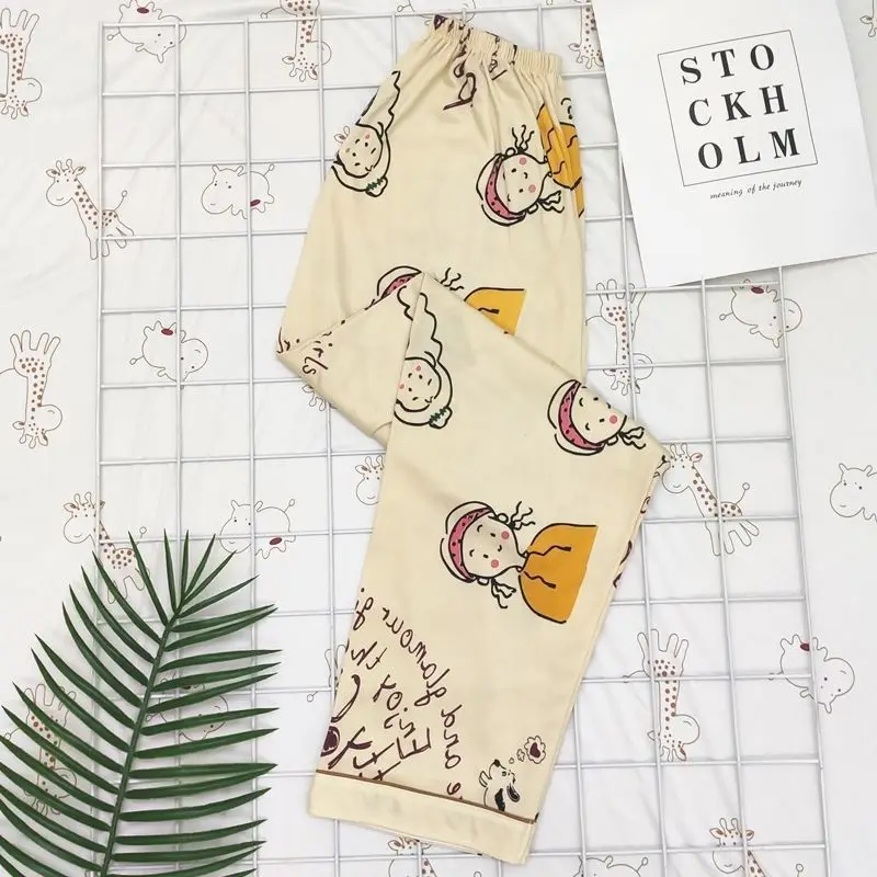 New Spring Summer Printed Pajama Pants Women Thin Soft Cartoon Korean Style Loose Sweat Trousers Femme Bottoms Pyjamas Home Wear
