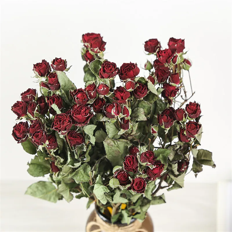 

Direct Selling Sale 15pcs Wedding Flowers Red Pink Yellow Rose Romantic Bubble Small Flower Dry Bouquet Furnishing Decorate Home
