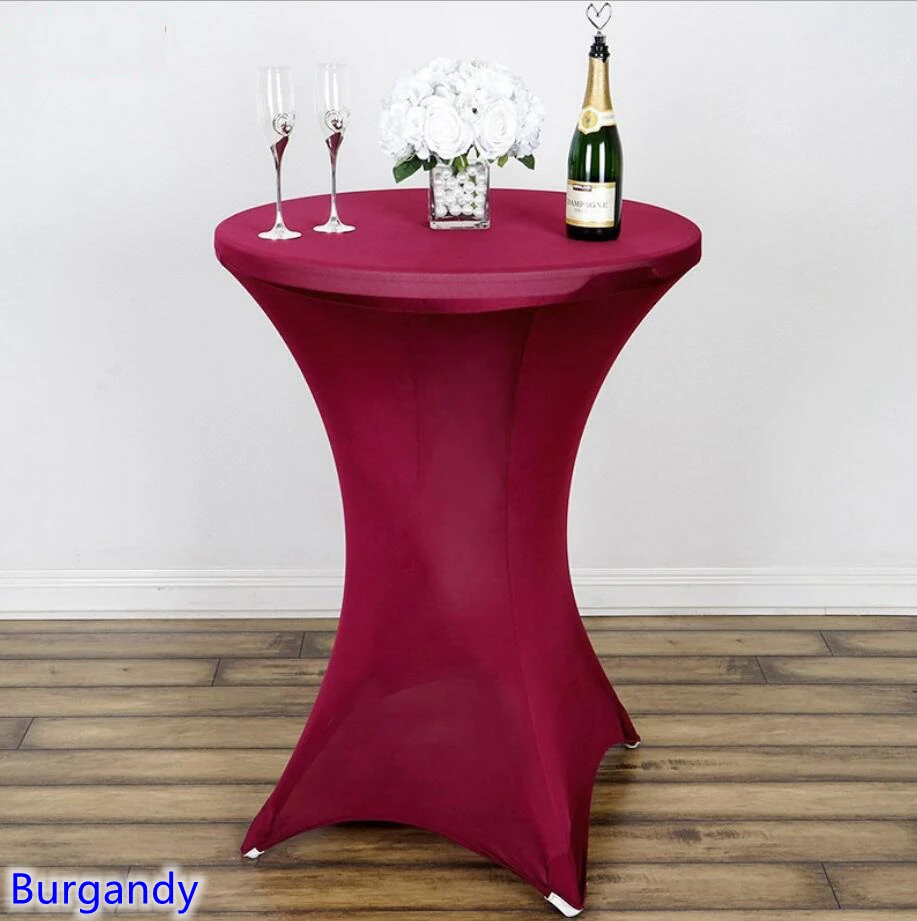 Burgandy Colour Spandex Table Cover Cocktail Cloth Lycra High Bar Wedding Party And Hotel Decoration | Дом и сад
