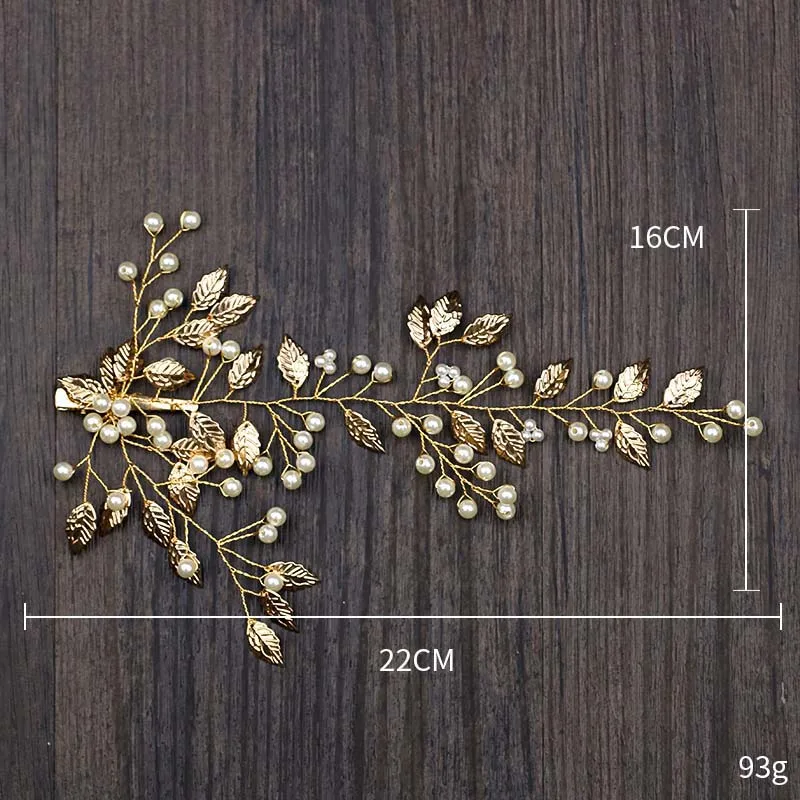 Заколки для волос с искусственным жемчугом и золотыми листьями | Украшения
