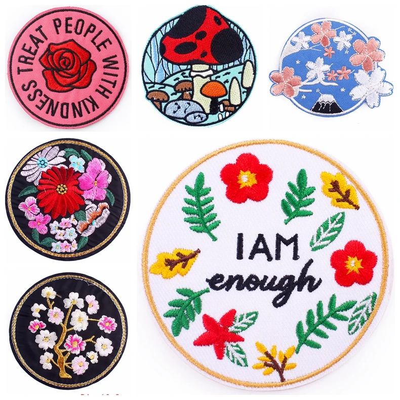 

Beautiful Flower Iron On Patches For Clothing Fashion Embroidery Patch DIY Sewing Stripe Applique Stickers Badge T-shirt Decor