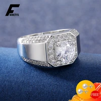 fuihetys men ring 925 silver jewelry with zircon gemstone finger rings accessories for male wedding party bridal gift size 8 12