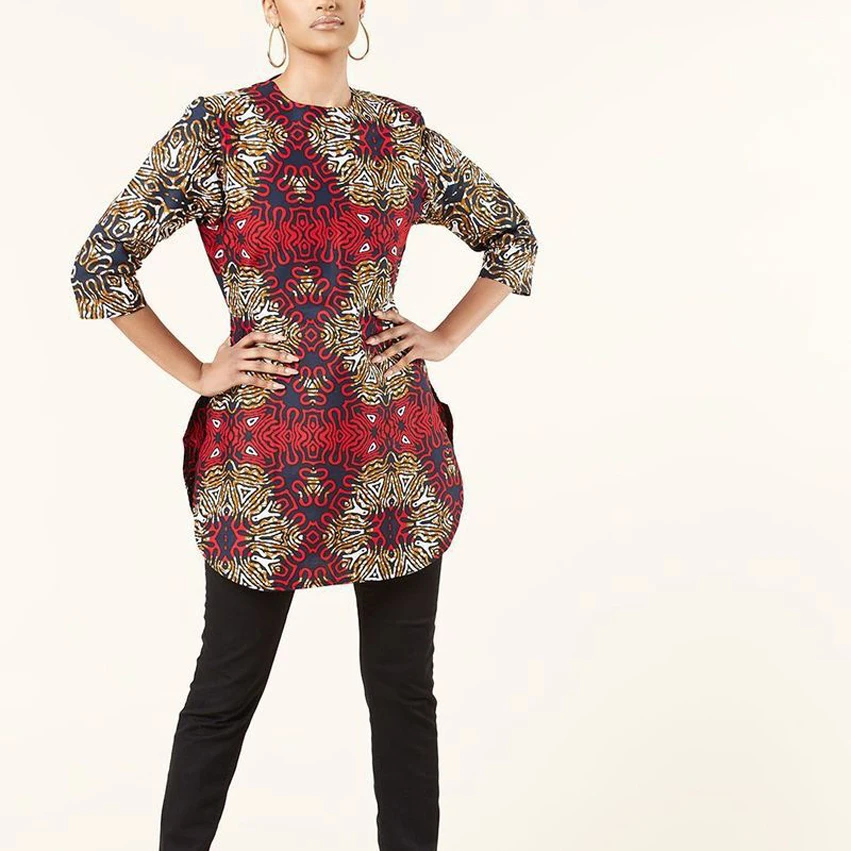 

African Clothes 2021 Dress for Women Dashiki Print Bazin Riche Robe Africaine Femme Top Ladies Africa Maxi Long Sleeve