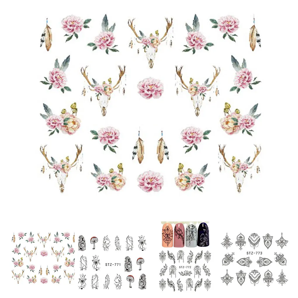 Женская наклейка с цветком для ногтей Грибная Ретро дизайна DIY аксессуары