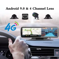 newest night vision 12 4 cameras car dvr mirror android 9 0 smart mirror 4 chs dash camera gps wifi car video recorder dashcam