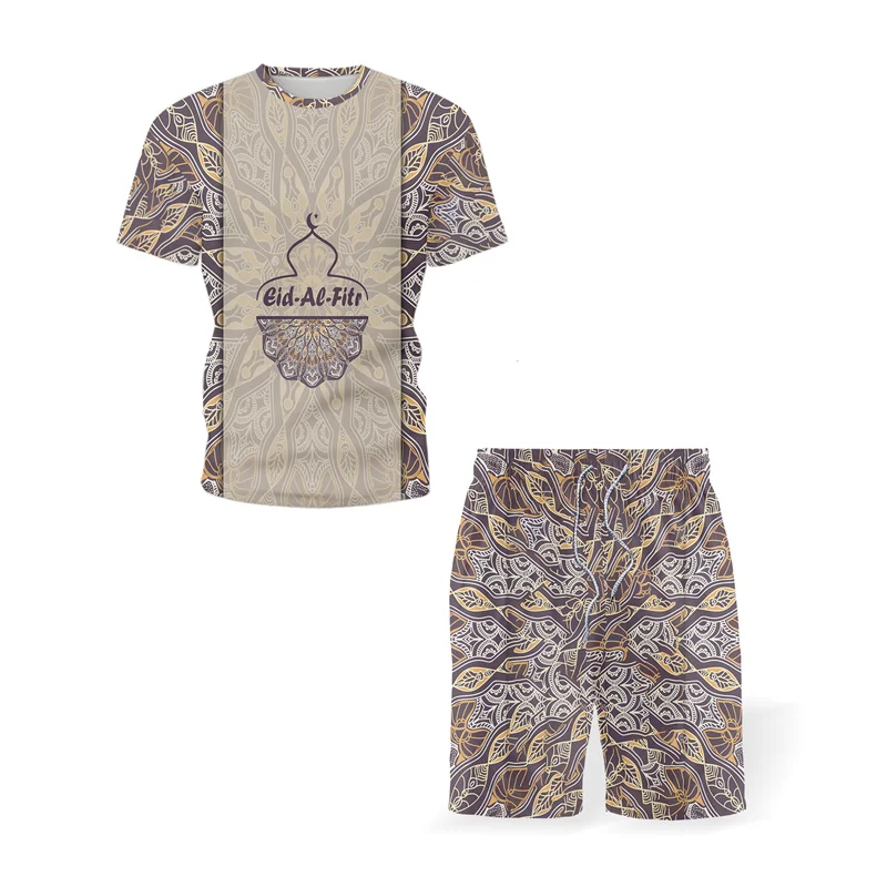 

2021 Summer New Men's Sports Suit 3d Print Crew Neck T-shirt Home Casual Sports Short Sleeve Running Fashion Shorts Set