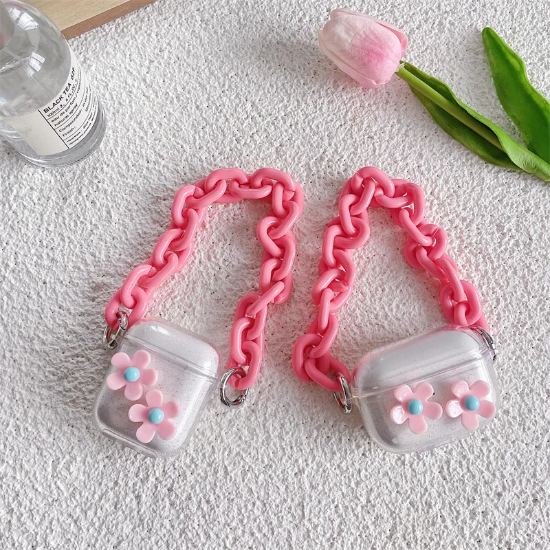

Sakura Flower Pink Chains Apple AirPods 1 / 2 / 3 Pro Case Cover iPhone Earbuds Accessories Airpod Case Air Pods Case